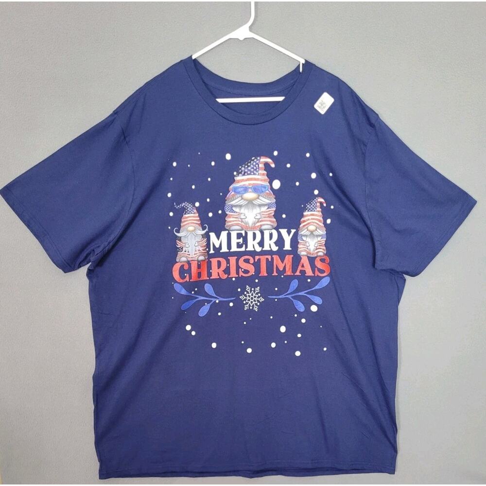 Merry Christmas American flag Gnome T-Shirt Mens Size 3X Tall